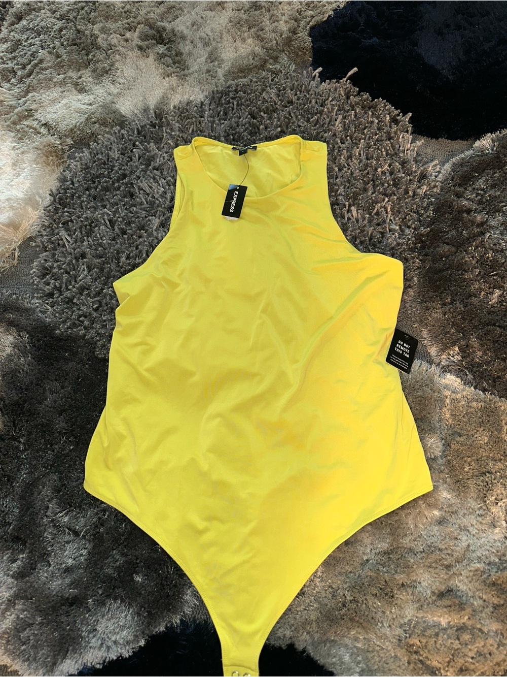 Express Body Contour Yellow Tank Bodysuit NWT